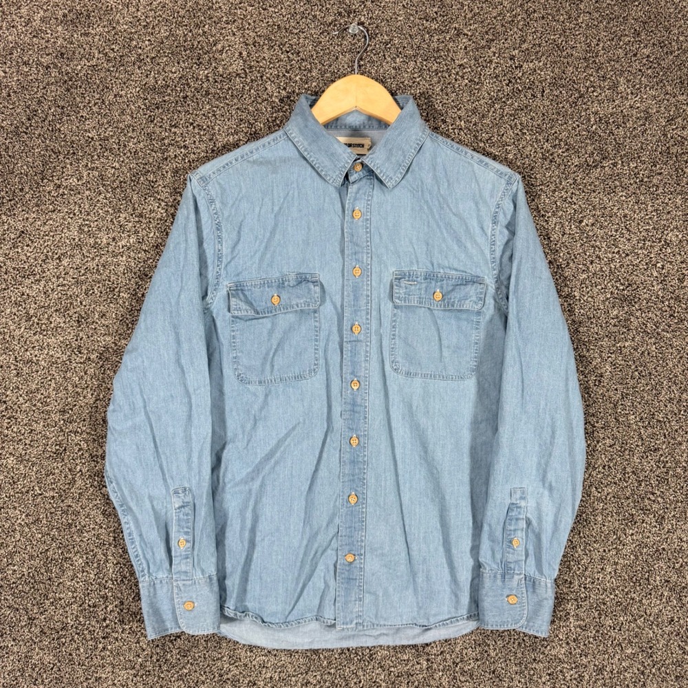 Taylor Stitch Ledge Shirt Mens 40(M) Blue Sun Bleached Chambray Organic Cotton